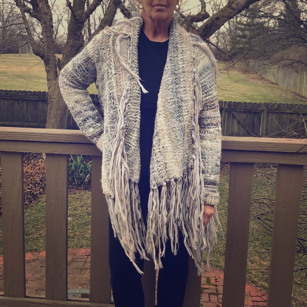 Free People Boho Fringed Open Cardigan